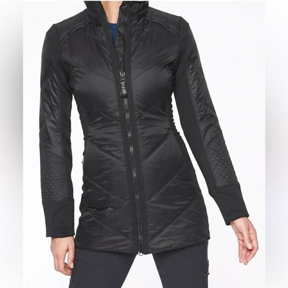 Athleta Rock Ridge Primaloft Black Quilted Coat With Reflective Trim Size XS - Picture 1 of 14